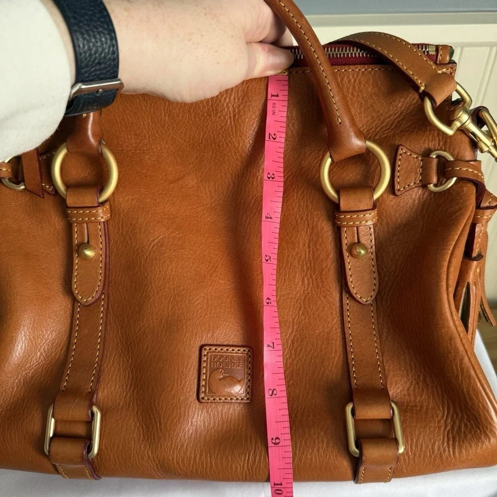 Dooney & Bourke Medium Natural Brown Florentine Leather Satchel  Bag Purse EUC